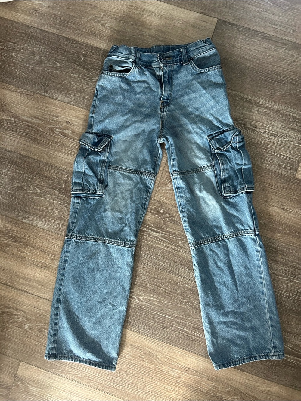 Girl’s Cargo Denim Pants - Light Blue
